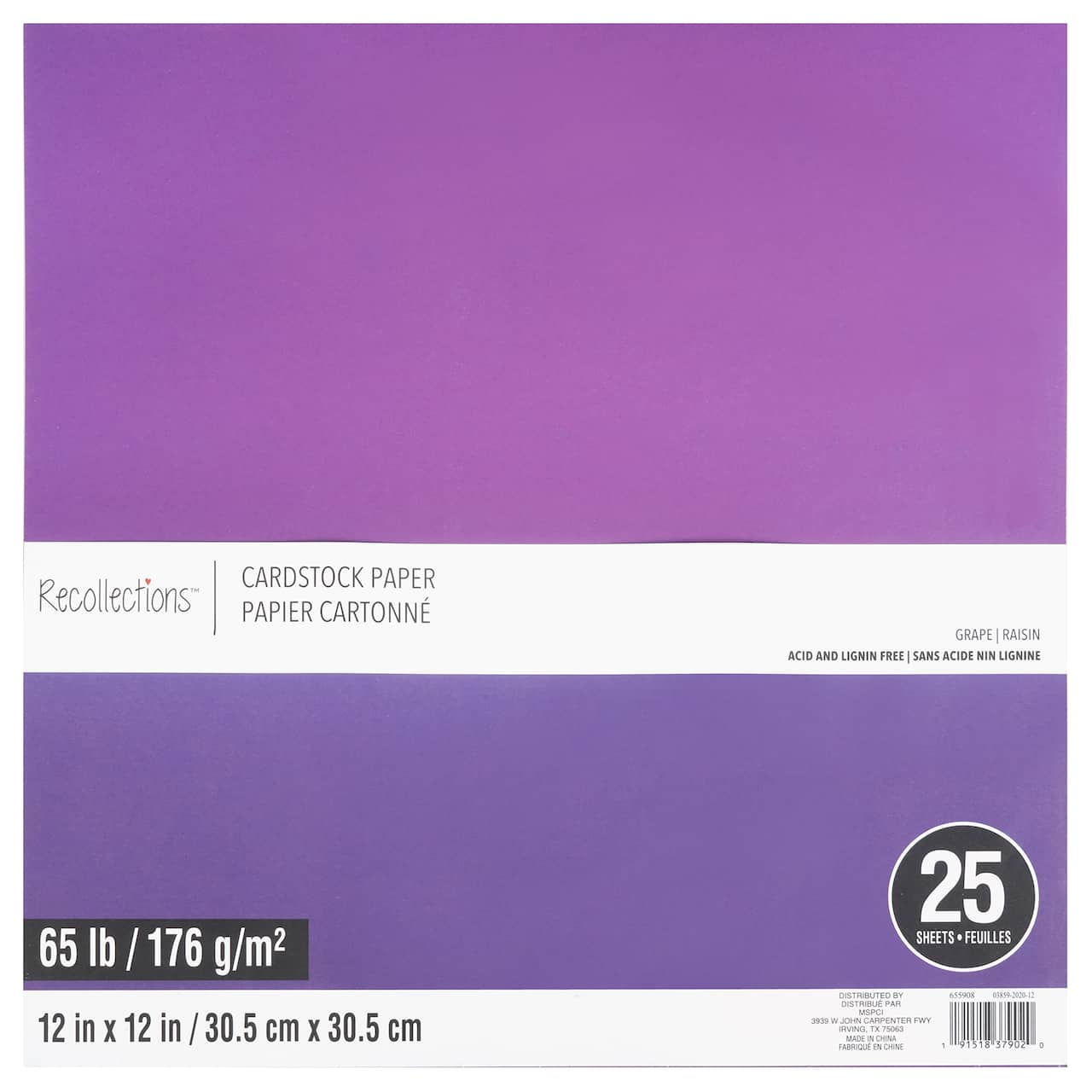 Papier cartonné de 30,4 cm x 30,4 cm de Recollections, 25 feuilles